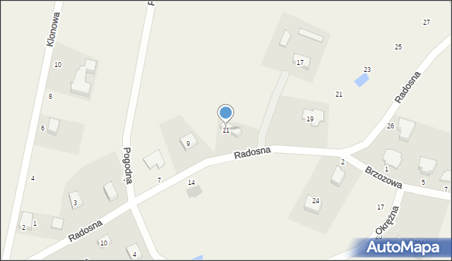 Tokary, Radosna, 11, mapa Tokary