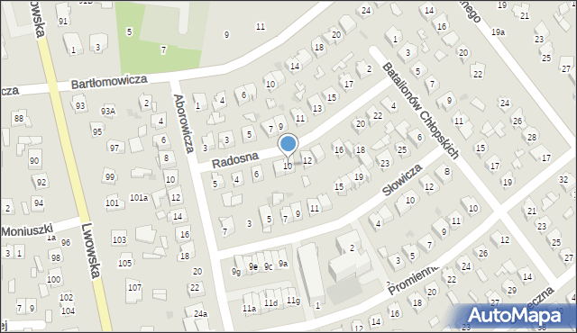 Tomaszów Lubelski, Radosna, 10, mapa Tomaszów Lubelski