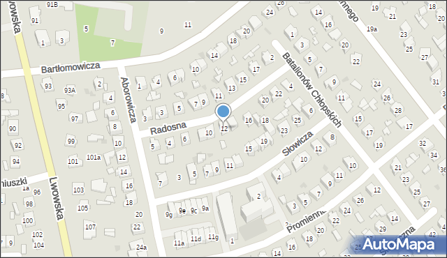 Tomaszów Lubelski, Radosna, 12, mapa Tomaszów Lubelski