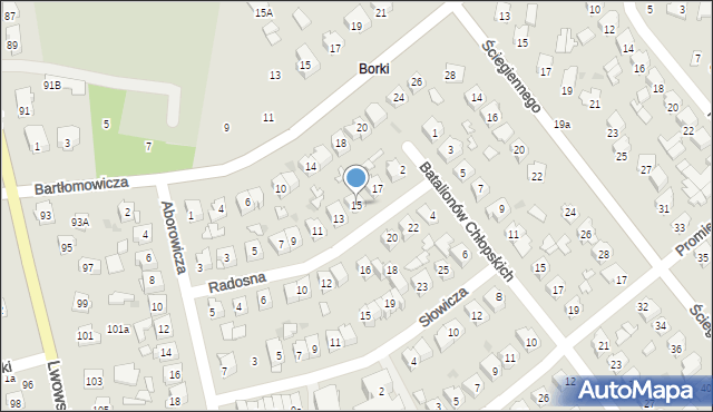 Tomaszów Lubelski, Radosna, 15, mapa Tomaszów Lubelski