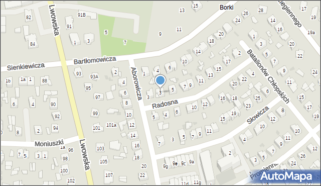 Tomaszów Lubelski, Radosna, 3, mapa Tomaszów Lubelski