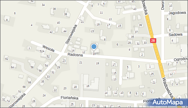 Tomice, Radosna, 10, mapa Tomice