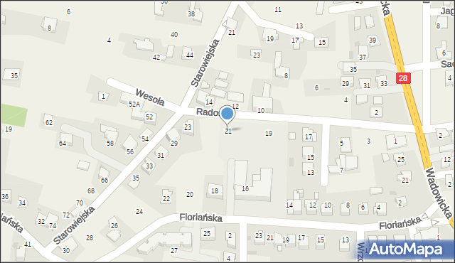 Tomice, Radosna, 21, mapa Tomice