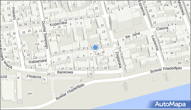 Toruń, Rabiańska, 5, mapa Torunia