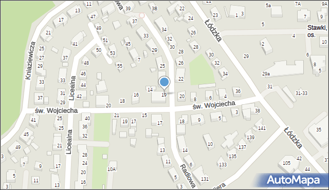 Toruń, Radiowa, 19, mapa Torunia