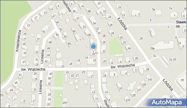 Toruń, Radiowa, 21, mapa Torunia