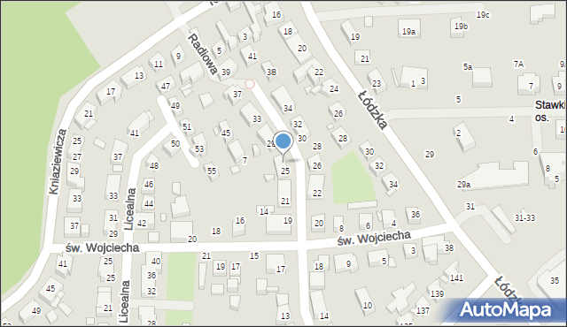 Toruń, Radiowa, 27, mapa Torunia