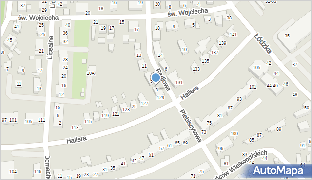 Toruń, Radiowa, 3, mapa Torunia