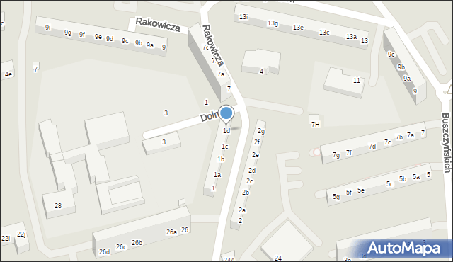 Toruń, Rakowicza Franciszka Tadeusza, 1d, mapa Torunia