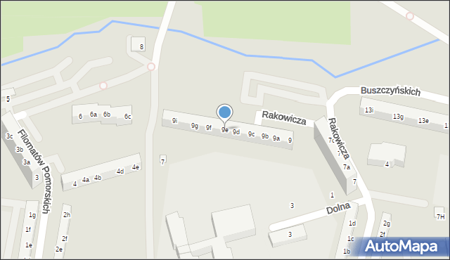 Toruń, Rakowicza Franciszka Tadeusza, 9e, mapa Torunia