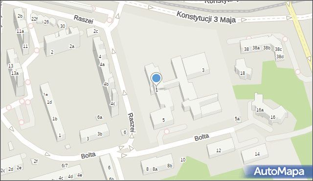 Toruń, Raszei Leona, 1, mapa Torunia