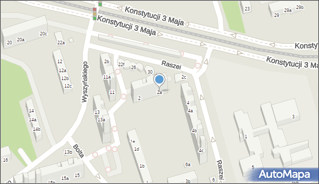 Toruń, Raszei Leona, 2a, mapa Torunia