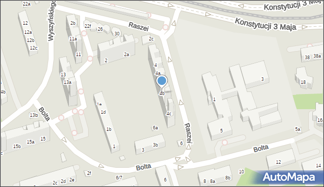 Toruń, Raszei Leona, 4b, mapa Torunia