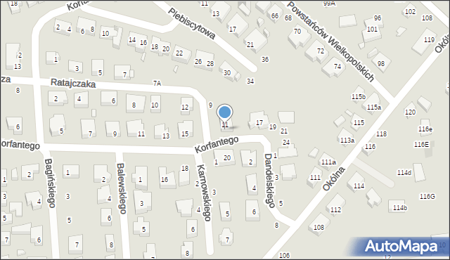 Toruń, Ratajczaka Franciszka, 11a, mapa Torunia