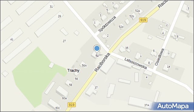 Trachy, Raciborska, 54, mapa Trachy