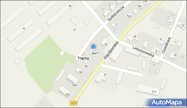 Trachy, Raciborska, 56A, mapa Trachy