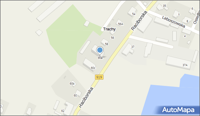 Trachy, Raciborska, 60a, mapa Trachy