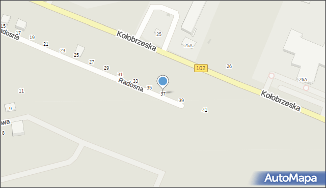 Trzebiatów, Radosna, 37, mapa Trzebiatów