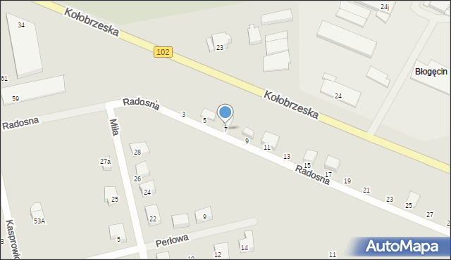 Trzebiatów, Radosna, 7, mapa Trzebiatów