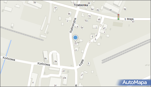 Trzebinia, Rafineryjna, 11, mapa Trzebinia