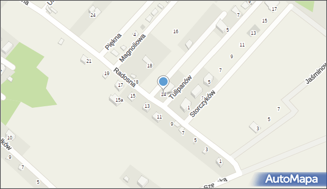Tuliszów, Radosna, 14, mapa Tuliszów
