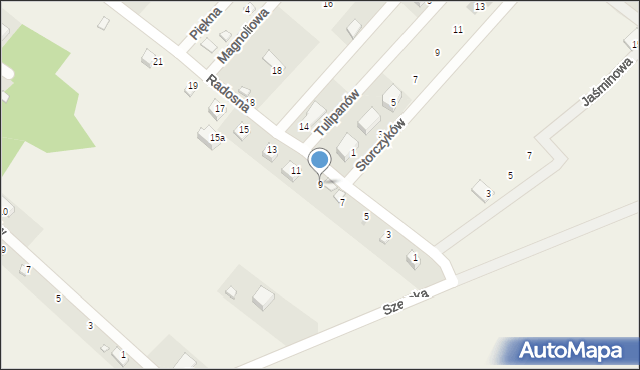 Tuliszów, Radosna, 9, mapa Tuliszów