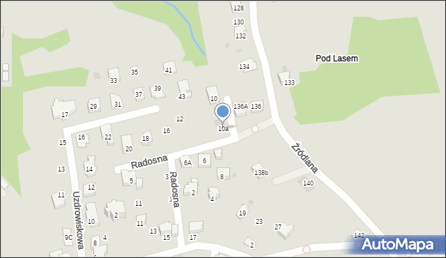 Ustroń, Radosna, 10a, mapa Ustroń