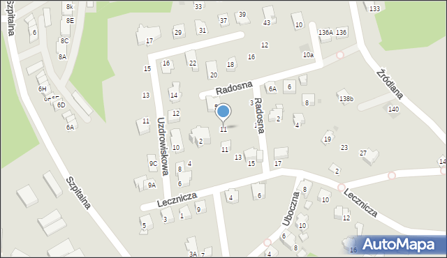 Ustroń, Radosna, 11, mapa Ustroń