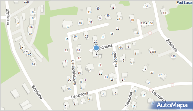Ustroń, Radosna, 5, mapa Ustroń