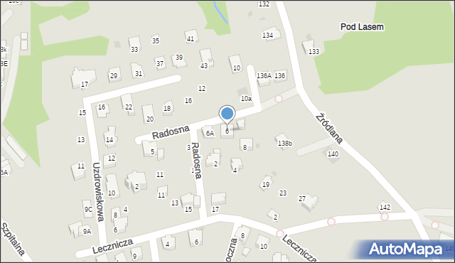 Ustroń, Radosna, 6, mapa Ustroń
