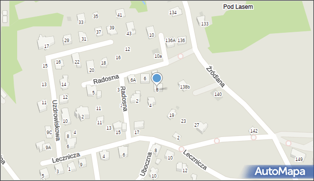 Ustroń, Radosna, 8, mapa Ustroń