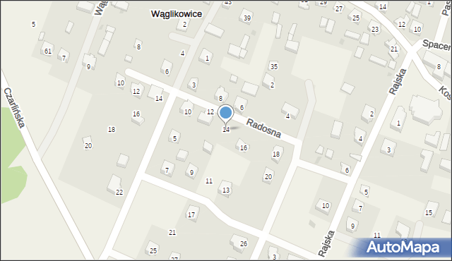 Wąglikowice, Radosna, 14, mapa Wąglikowice