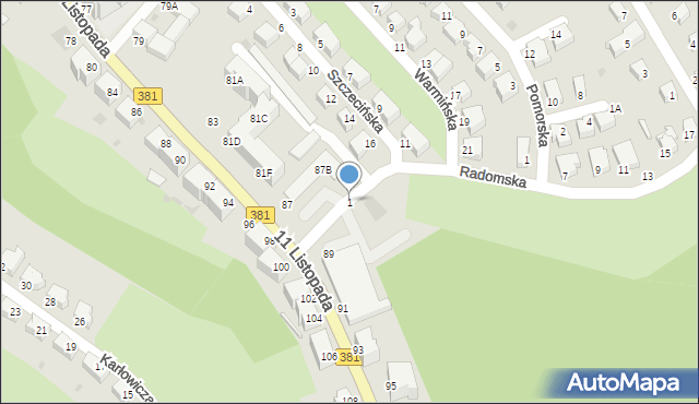 Wałbrzych, Radomska, 1, mapa Wałbrzycha