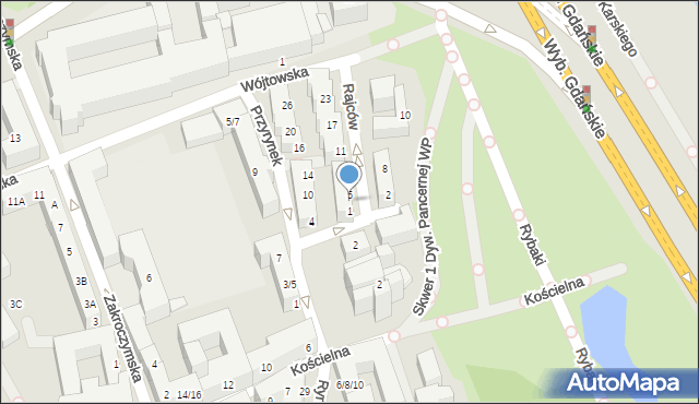 Warszawa, Rajców, 3, mapa Warszawy