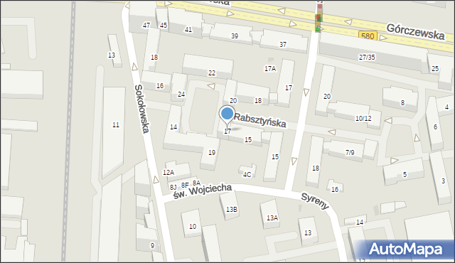 Warszawa, Rabsztyńska, 17, mapa Warszawy