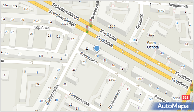 Warszawa, Radomska, 20, mapa Warszawy