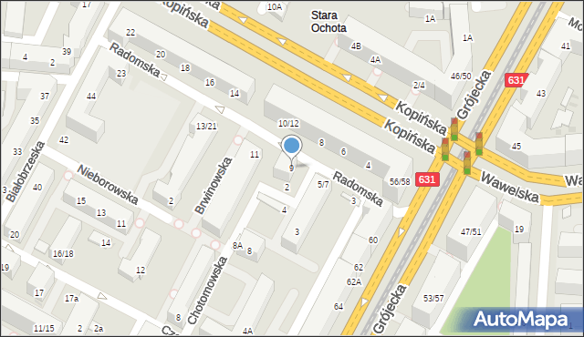 Warszawa, Radomska, 9, mapa Warszawy