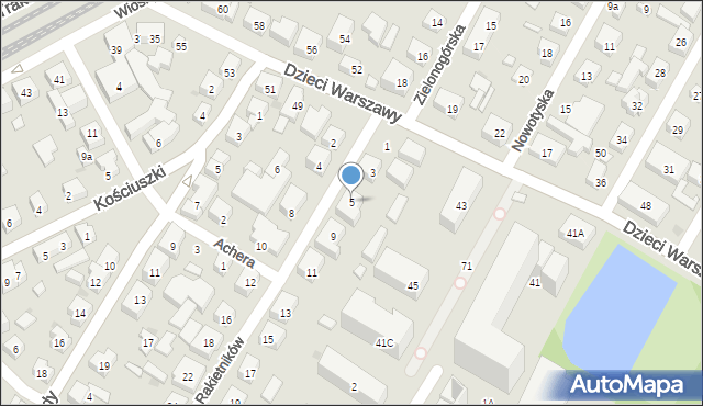 Warszawa, Rakietników, 5, mapa Warszawy