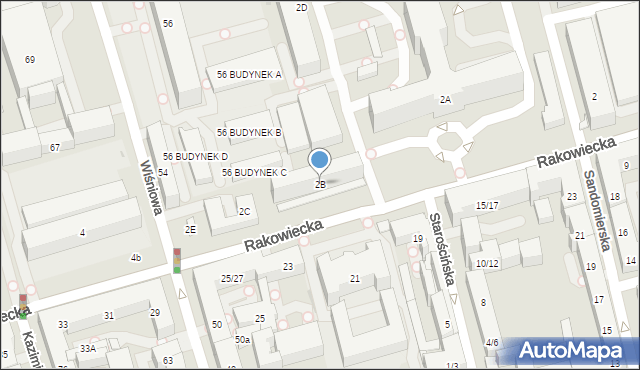 Warszawa, Rakowiecka, 2B, mapa Warszawy