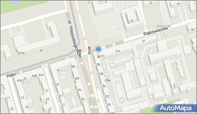 Warszawa, Rakowiecka, 39, mapa Warszawy