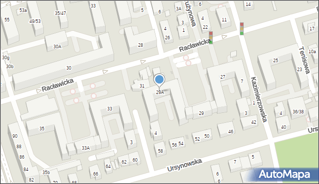 Warszawa, Racławicka, 29A, mapa Warszawy