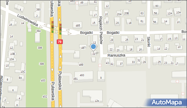 Warszawa, Rajskich Ptaków, 11, mapa Warszawy