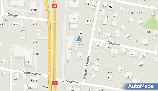 Warszawa, Rajskich Ptaków, 51, mapa Warszawy