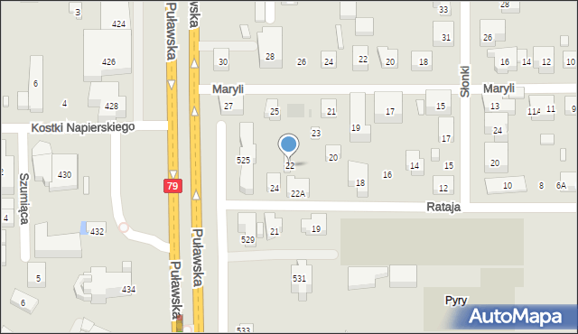 Warszawa, Rataja Macieja, 22, mapa Warszawy