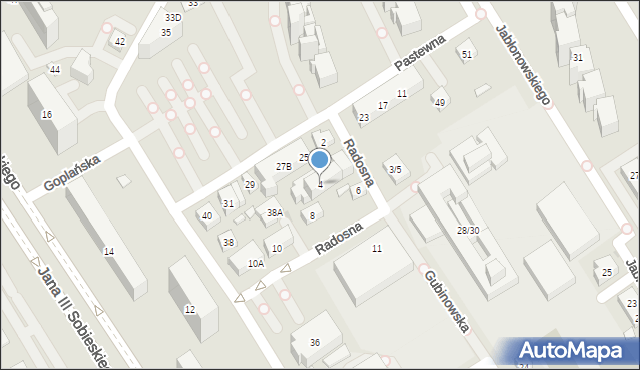 Warszawa, Radosna, 4, mapa Warszawy