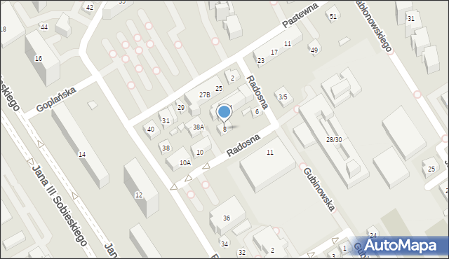 Warszawa, Radosna, 8, mapa Warszawy