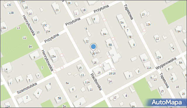 Warszawa, Raciborska, 20, mapa Warszawy