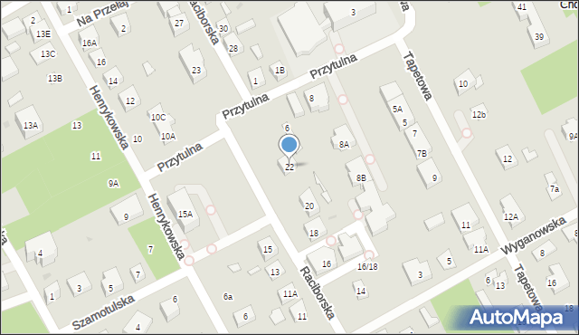 Warszawa, Raciborska, 22, mapa Warszawy