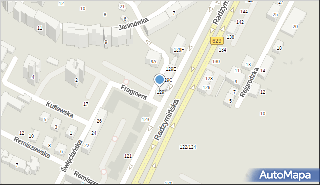 Warszawa, Radzymińska, 129, mapa Warszawy