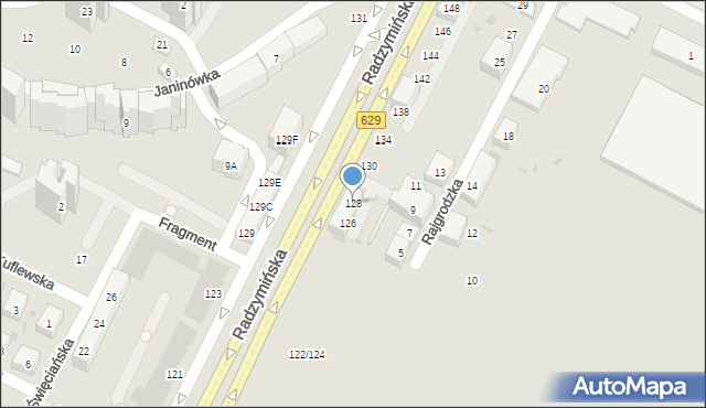 Warszawa, Radzymińska, 128, mapa Warszawy